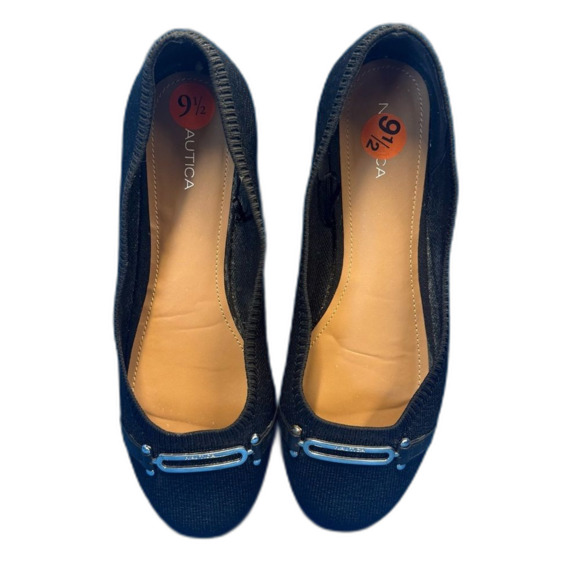 Nautica Stylish Black Knit Flats with Silver Accent Size 9.5 - Picture 3 of 6